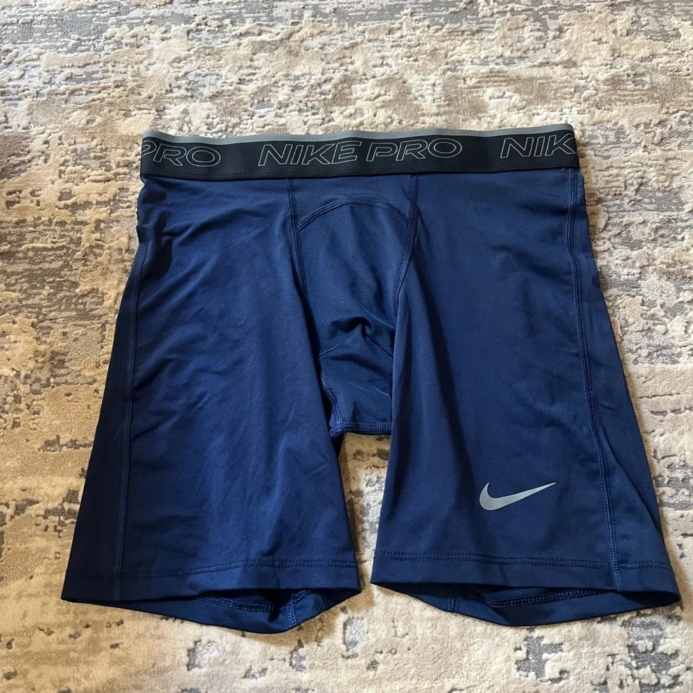 Nike Navy Blue Pro Training Compression Bike Shorts Size Large_2